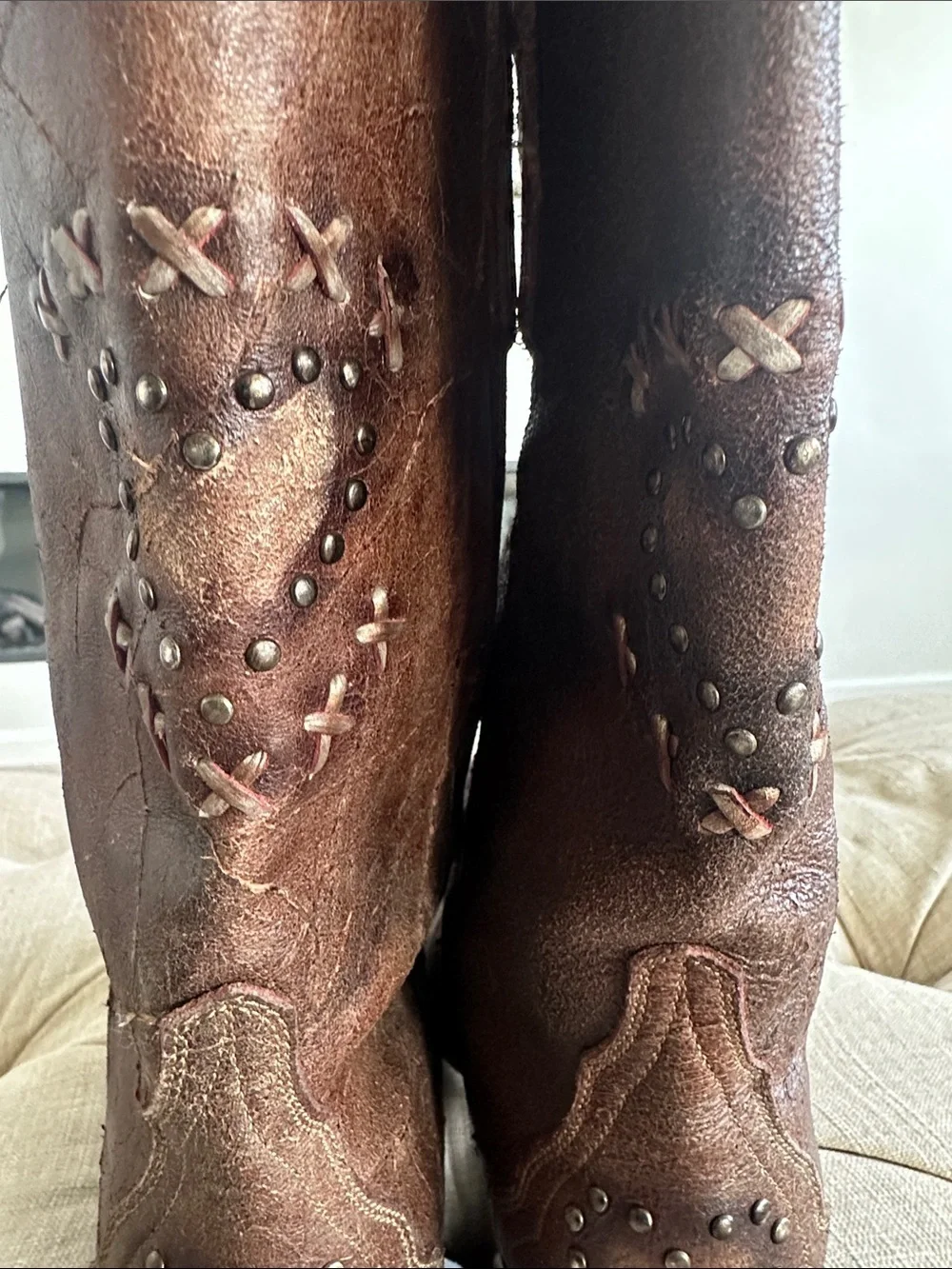 Dan Post Brown Studded Western Ankle Boots